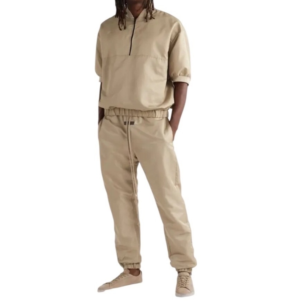 Fear of God Essentials Taslan Nylon Track Pants Desert Taupe Beige Size M